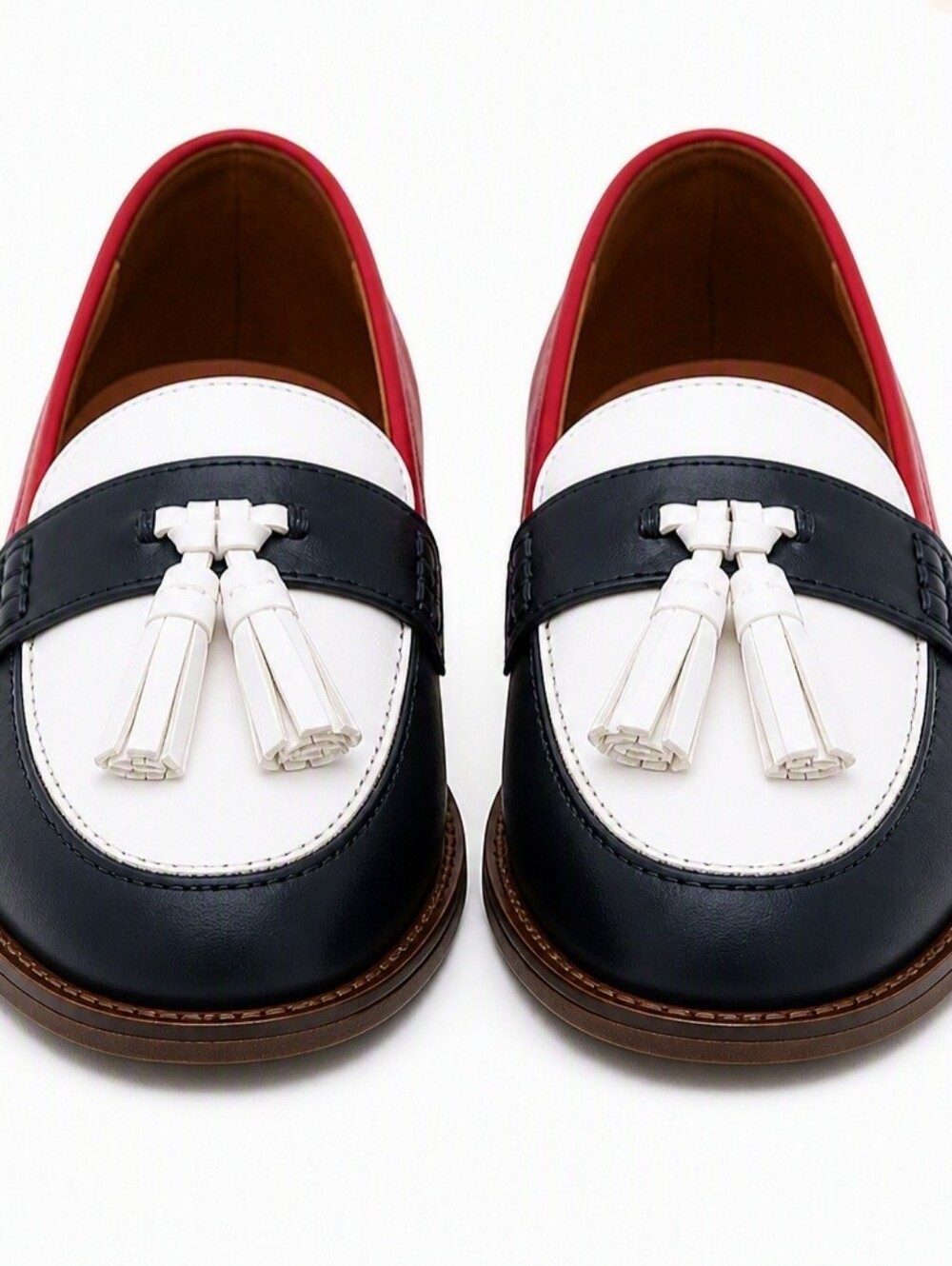 NEW Franco Sarto Carolynn Low Loafers Womens 8 Red White Blue Tassel